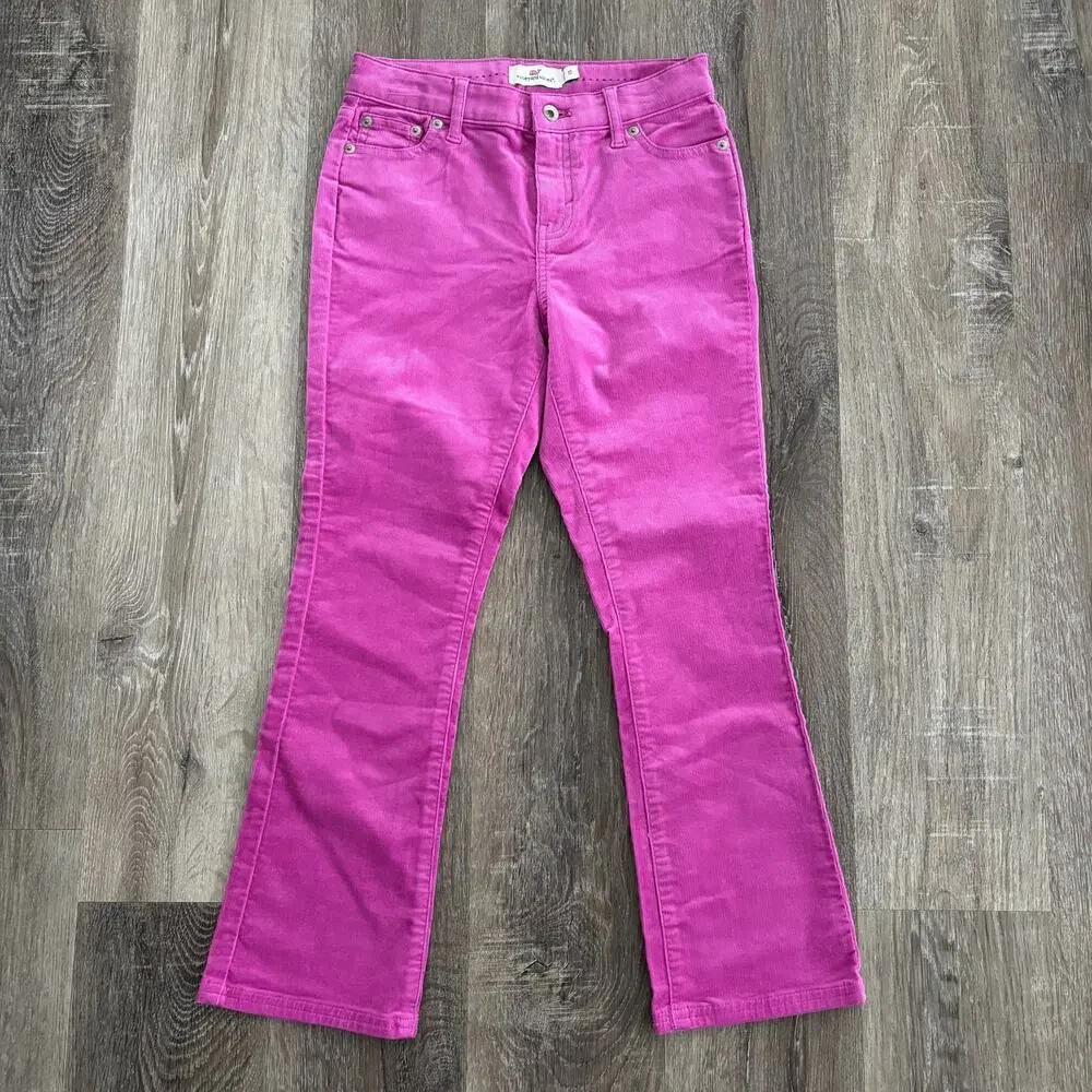 Vineyard Vines Girl Kick Flare Corduroy Jeans Dahlia Pink - Girls Size: 10